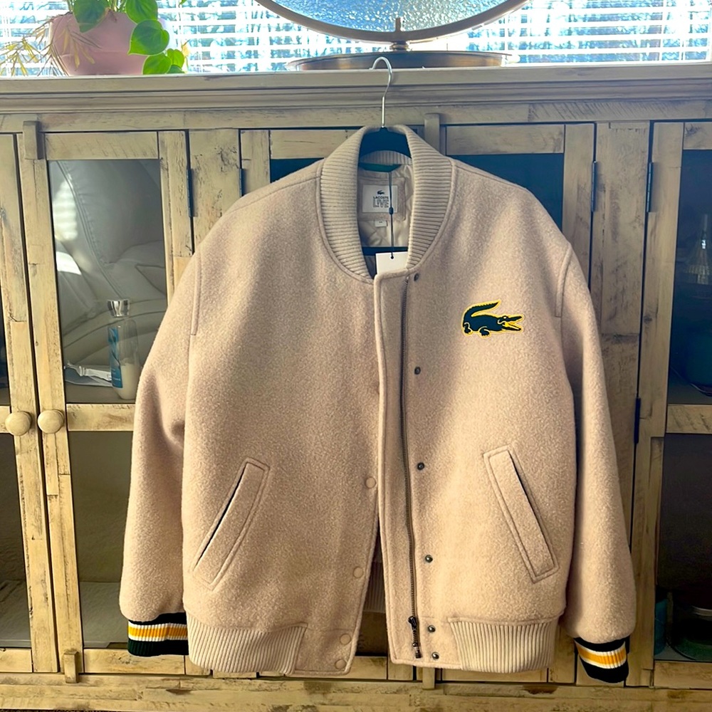 Lacoste Jacket cream, green, and yellow